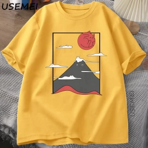 Komik Kedi Grafik T Shirt Japon Kedi Grafik Tee Pamuk Baskılı Kısa Kollu Tees Erkek Kadın Har 2804