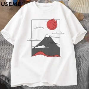 Komik Kedi Grafik T Shirt Japon Kedi Grafik Tee Pamuk Baskılı Kısa Kollu Tees Erkek Kadın Har 2804