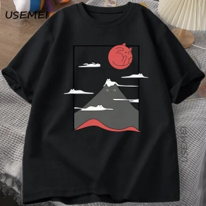 Komik Kedi Grafik T Shirt Japon Kedi Grafik Tee Pamuk Baskılı Kısa Kollu Tees Erkek Kadın Har 2804