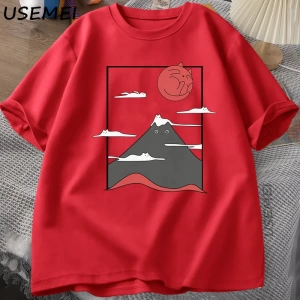 Komik Kedi Grafik T Shirt Japon Kedi Grafik Tee Pamuk Baskılı Kısa Kollu Tees Erkek Kadın Har 2804