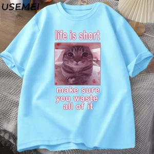 Komik Kedi Grafik Tees Kediler Dank Memes T Shirt Komik Kediler T-shirt Erkek Kadın