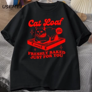 Komik kedi Loaf t-shirt erkek kadın Retro tişörtleri kedi sevgilisi grafik Tees Unisex yaz pa 3028