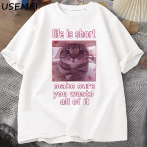 Komik Kedi Meme Grafik Tees Kediler Dank Memes T Shirt Komik Aptal Kediler T-shirt Erkek Kadı