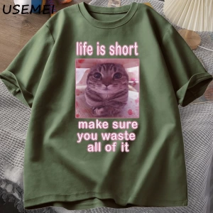 Komik Kedi Meme Grafik Tees Kediler Dank Memes T Shirt Komik Aptal Kediler T-shirt Erkek Kadı