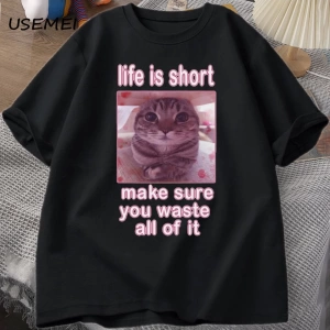 Komik Kedi Meme Grafik Tees Kediler Dank Memes T Shirt Komik Aptal Kediler T-shirt Erkek Kadı