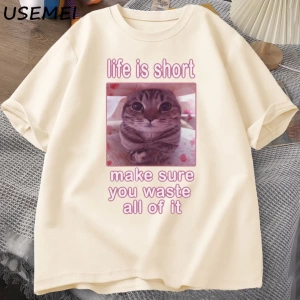 Komik Kedi Meme Grafik Tees Kediler Dank Memes T Shirt Komik Aptal Kediler T-shirt Erkek Kadı