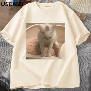Komik Kedi T-shirt erkek Kısa Kollu T-shirt Baskı Tshirt Erkekler için Giyim Vintage Giysiler 3034