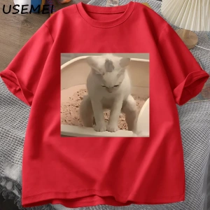 Komik Kedi T-shirt erkek Kısa Kollu T-shirt Baskı Tshirt Erkekler için Giyim Vintage Giysiler 3034
