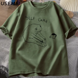 Komik Kurbağa Öz Bakım T-Shirt Retro Cottagecore Kurbağa baskılı tişört Kadın Erkek Yaz Yuvar 2831