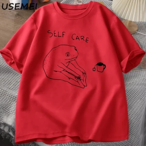 Komik Kurbağa Öz Bakım T-Shirt Retro Cottagecore Kurbağa baskılı tişört Kadın Erkek Yaz Yuvar 2831