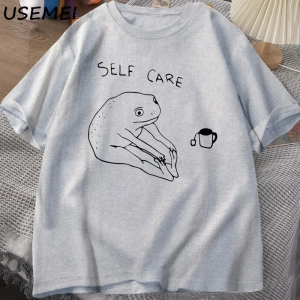Komik Kurbağa Öz Bakım T-Shirt Retro Cottagecore Kurbağa baskılı tişört Kadın Erkek Yaz Yuvar 2831
