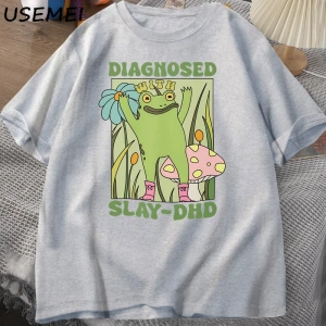 Komik kurbağa Slay ile teşhis-DHD T-shirt erkek Groovy kurbağa Meme T Shirt zihinsel sağlık T 2909