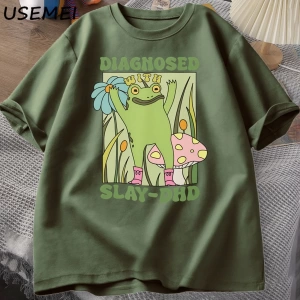 Komik kurbağa Slay ile teşhis-DHD T-shirt erkek Groovy kurbağa Meme T Shirt zihinsel sağlık T