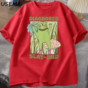 Komik kurbağa Slay ile teşhis-DHD T-shirt erkek Groovy kurbağa Meme T Shirt zihinsel sağlık T