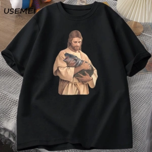 Komik Meme İsa Holding Moo Deng Terkekler kadınlar Hippo Moo Moo Dang Lover tayland T 2797