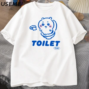 Komik sevimli Chiikawas Toiled Tee erkekler kadınlar grafik T Shirt pamuk kısa kollu T