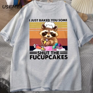 Komik T Shirt erkekler sevimli rakun fırında ben sadece size fırında T-shirt pamuk yaz kısa k 2979