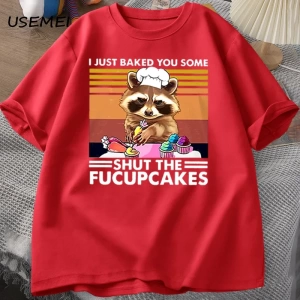 Komik T Shirt erkekler sevimli rakun fırında ben sadece size fırında T-shirt pamuk yaz kısa k 2979
