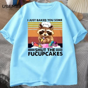 Komik T Shirt erkekler sevimli rakun fırında ben sadece size fırında T-shirt pamuk yaz kısa k 2979