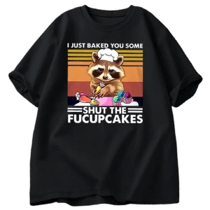 Komik T Shirt erkekler sevimli rakun fırında ben sadece size fırında T-shirt pamuk yaz kısa k 2979