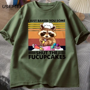 Komik T Shirt erkekler sevimli rakun fırında ben sadece size fırında T-shirt pamuk yaz kısa k 2979