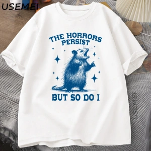 Korku Kalıcı Ama Bu yüzden Yapıyorum Erkekler Kadınlar için T Shirt Retro Opossum Tshirt Komi 2916