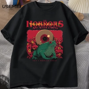 Korkular Asla Bitmeyen Kurbağa T-Shirt Aptal Kurbağa Korku Tshirt Komik Meme Grafik T Shirt V 2956