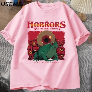 Korkular Asla Bitmeyen Kurbağa T-Shirt Aptal Kurbağa Korku Tshirt Komik Meme Grafik T Shirt V 2956