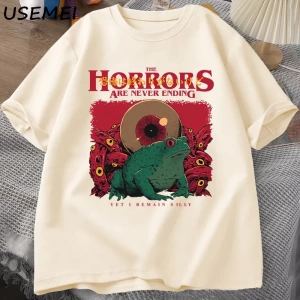 Korkular Asla Bitmeyen Kurbağa T-Shirt Aptal Kurbağa Korku Tshirt Komik Meme Grafik T Shirt V 2956