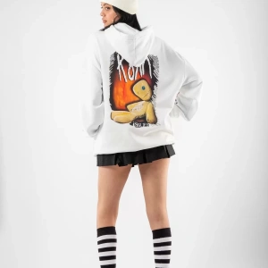 Korn Baskılı Oversize Unisex Beyaz