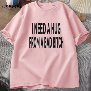 Kötü Bir Kucaklama İhtiyacım Var T-shirt Erkekler Pamuk Kısa Kollu TUmmer Baskı Rahat 2849