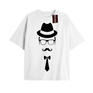 KRAVAT Unisex Oversize Yazılı Tshirt BEYAZ