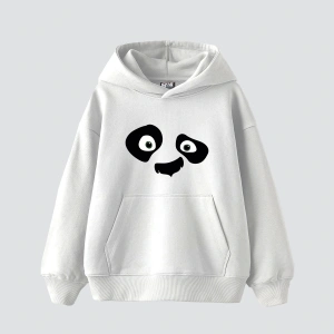 Kungfu Pand Baskılı Oversize Unisex Premium Beyaz