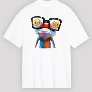 Kurbağa Beyaz Unisex Tişört T-Shirt