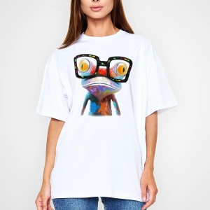 Kurbağa Beyaz Unisex Tişört T-Shirt