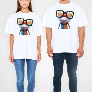 Kurbağa Beyaz Unisex Tişört T-Shirt