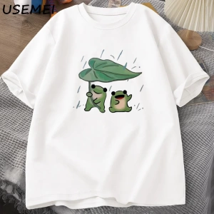 Kurbağa Sevimli TKomik Kurbağalar Yağmur Aşk Tshirt Erkek Kadın Romence T-shirt Rahat 2950