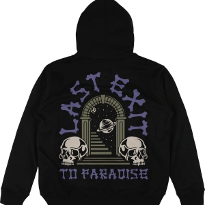 Last Exit Siyah Oversize Unisex Kapüşonlu Sweatshirt Hoodie