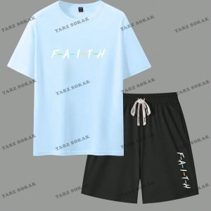 LEGND Erkek Ağız Ve Sloganlı Grafikli Tişört ve İpli Bel Şort