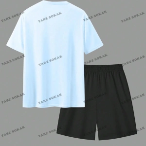 LEGND Erkek Ağız Ve Sloganlı Grafikli Tişört ve İpli Bel Şort