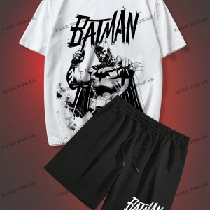 LEGND Erkek Oyun Kartı Baskılı Tişört ve İpli Bel Şort