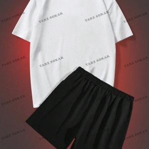 LEGND Erkek Oyun Kartı Baskılı Tişört ve İpli Bel Şort