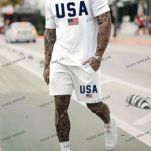 LEGND Erkek Slogan Baskılı Kısa Kollu T-shirt ve Şort Takım