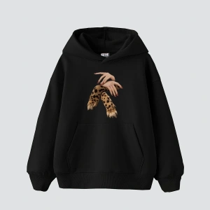 Leopar Hand Baskılı Oversize Unisex Premium Beyaz