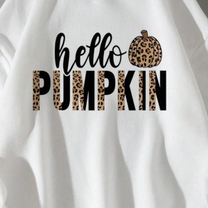 Leopard & Letter Graphic Pullover Sweatshirt Gri