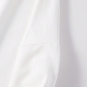 Letter & Bike Print Drop Shoulder Drawstring Hoodie Beyaz