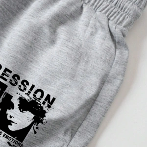 Letter Cartoon Graphic Drawstring Waist Track Şort