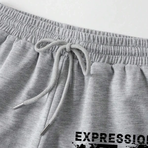 Letter Cartoon Graphic Drawstring Waist Track Şort