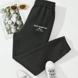 Letter Embroidery Thermal Lined 4 Mevsim Eşofman