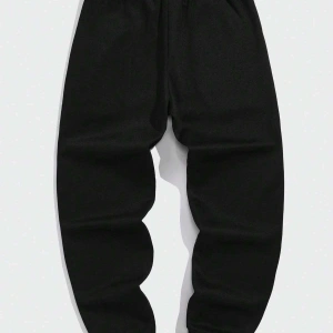 Letter & Fire Print Drawstring Waist Eşofman Altı